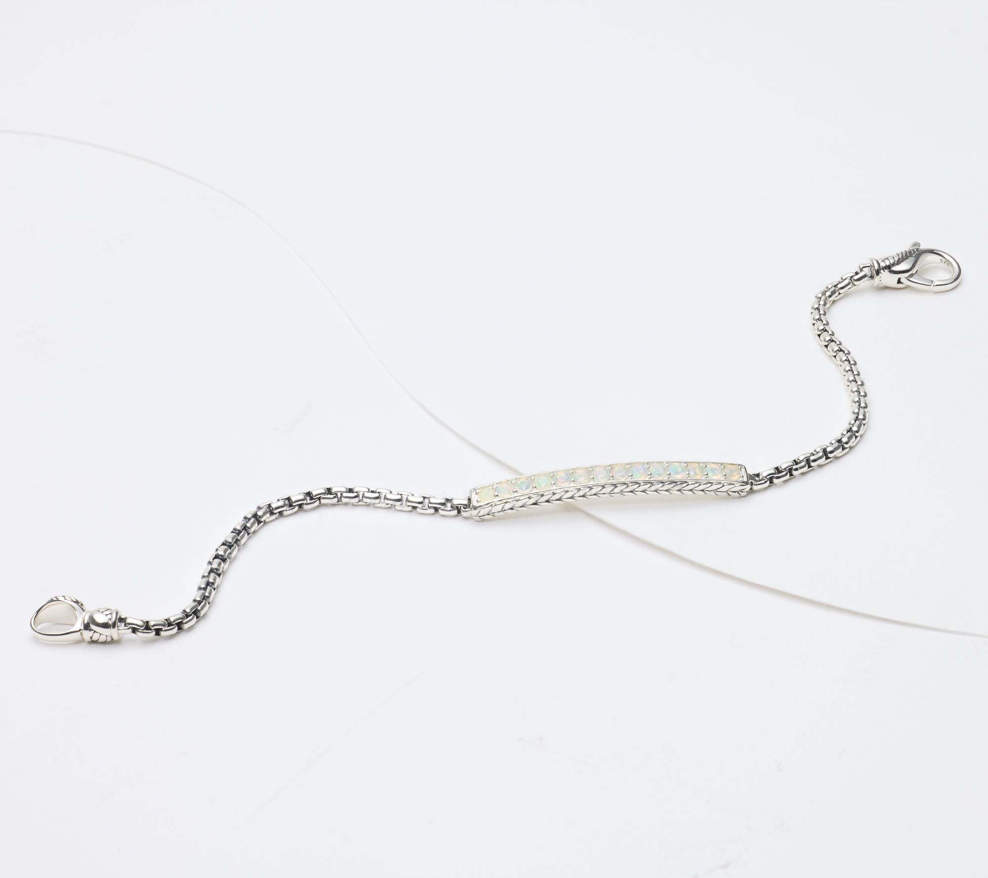 JAI Sterling Silver Exotic Gemstone 2.7mm Box Chain Bracelet