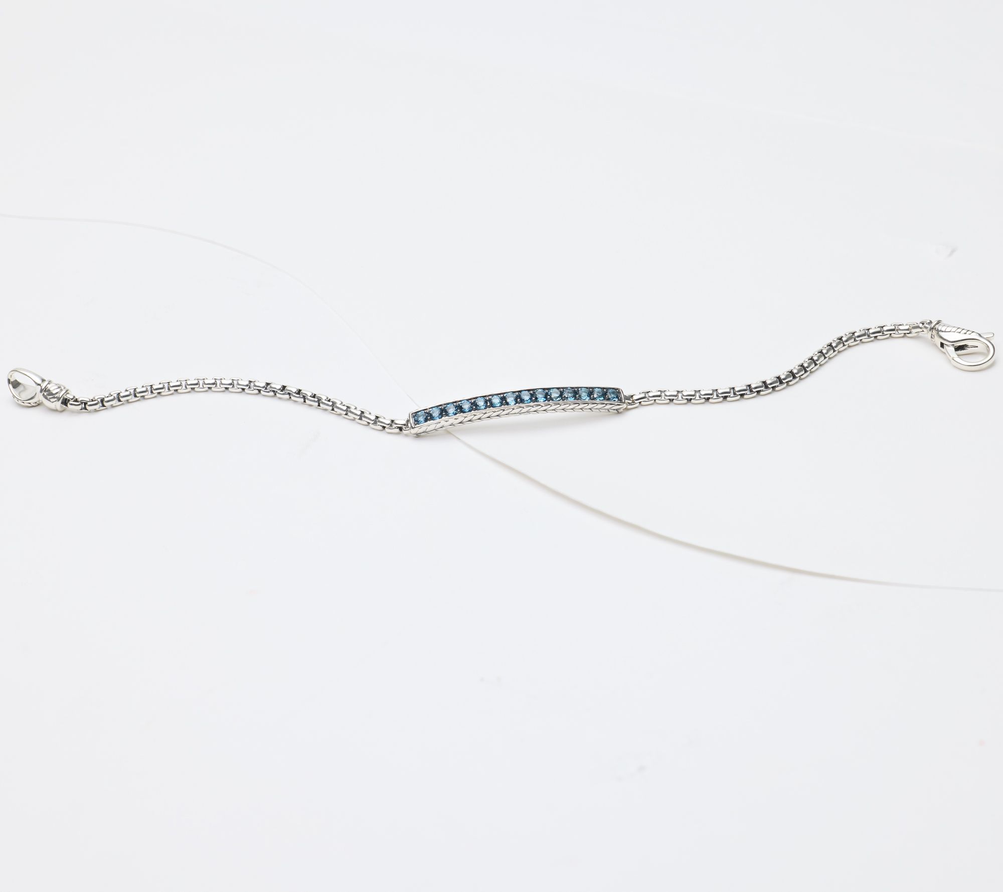 JAI Sterling Silver Exotic Gemstone 2.7mm Box Chain Bracelet