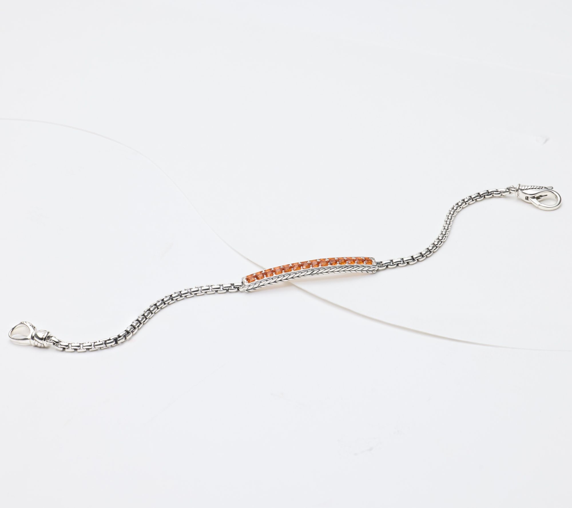 JAI Sterling Silver Exotic Gemstone 2.7mm Box Chain Bracelet