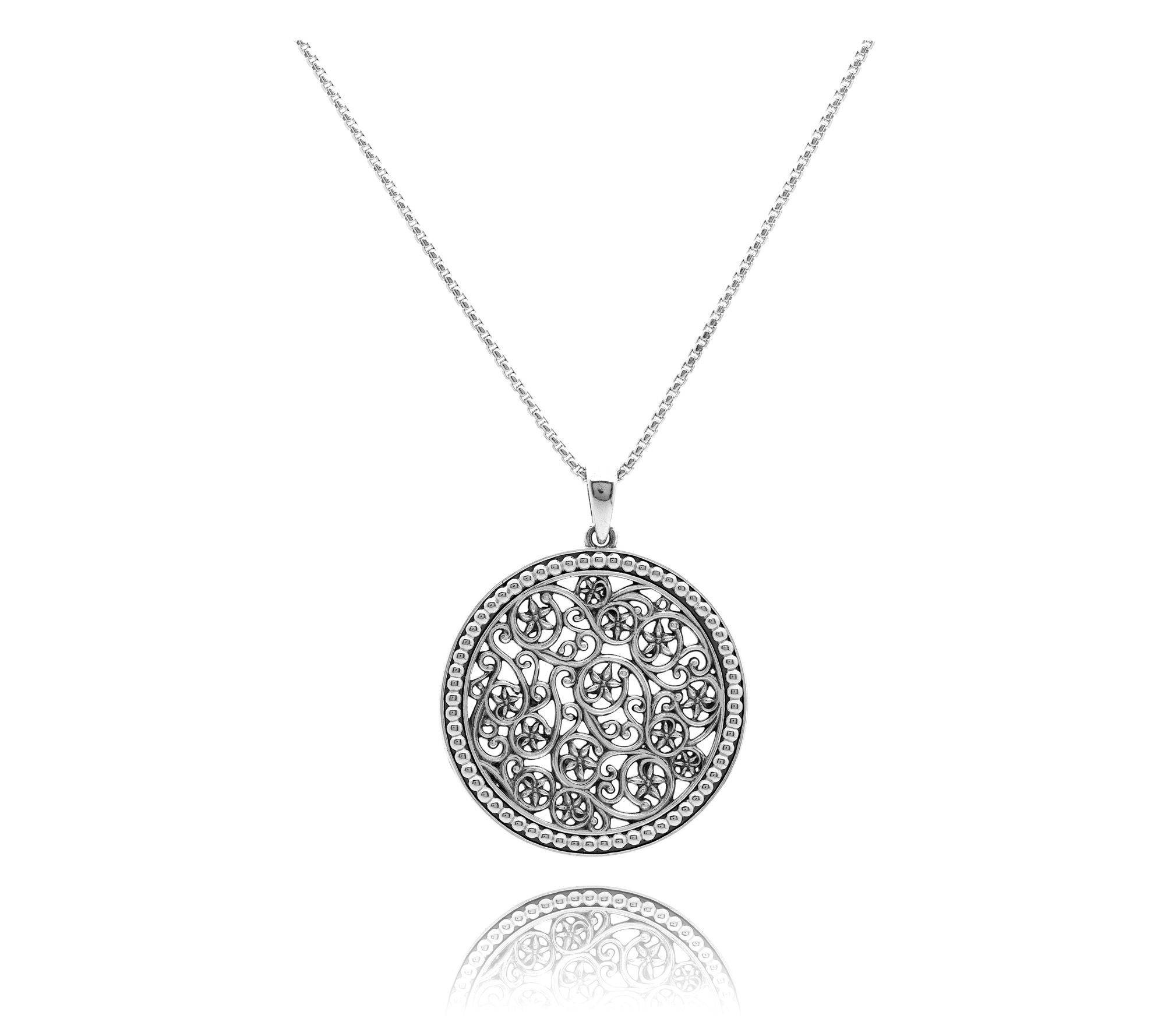 Or Paz Sterling Silver Filigree Design Pendantw/ Chain
