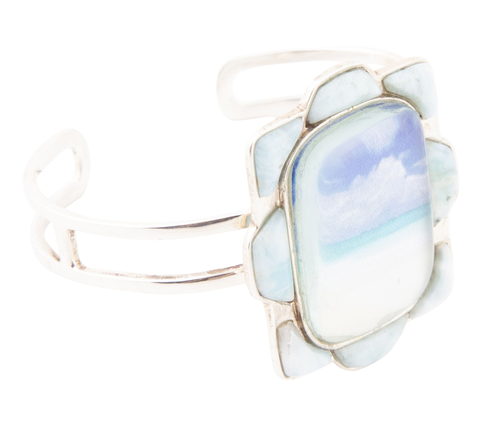 Barse Artisan Crafted Sterling Scenic Beach Larimar Cuff