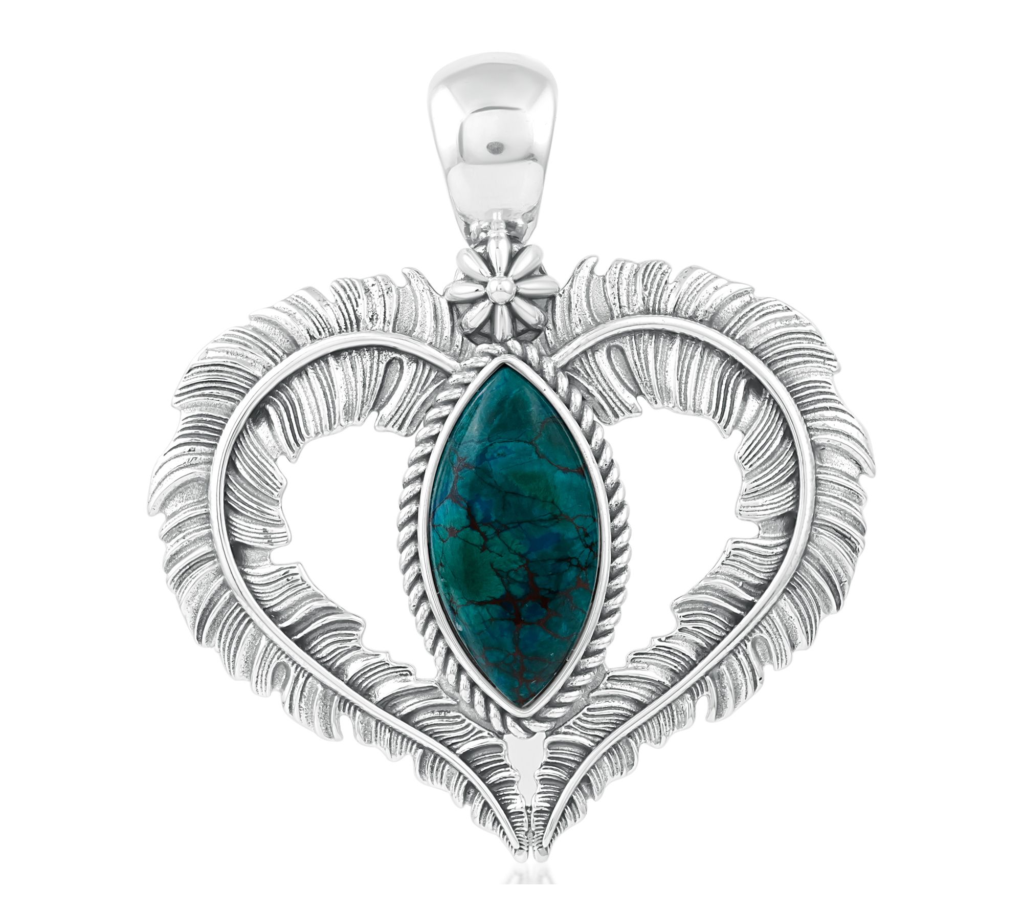 American West Sterling Feather Heart Gemstone Enhancer