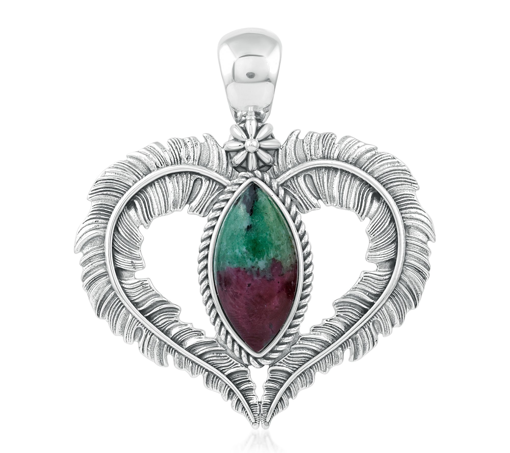 American West Sterling Feather Heart Gemstone Enhancer