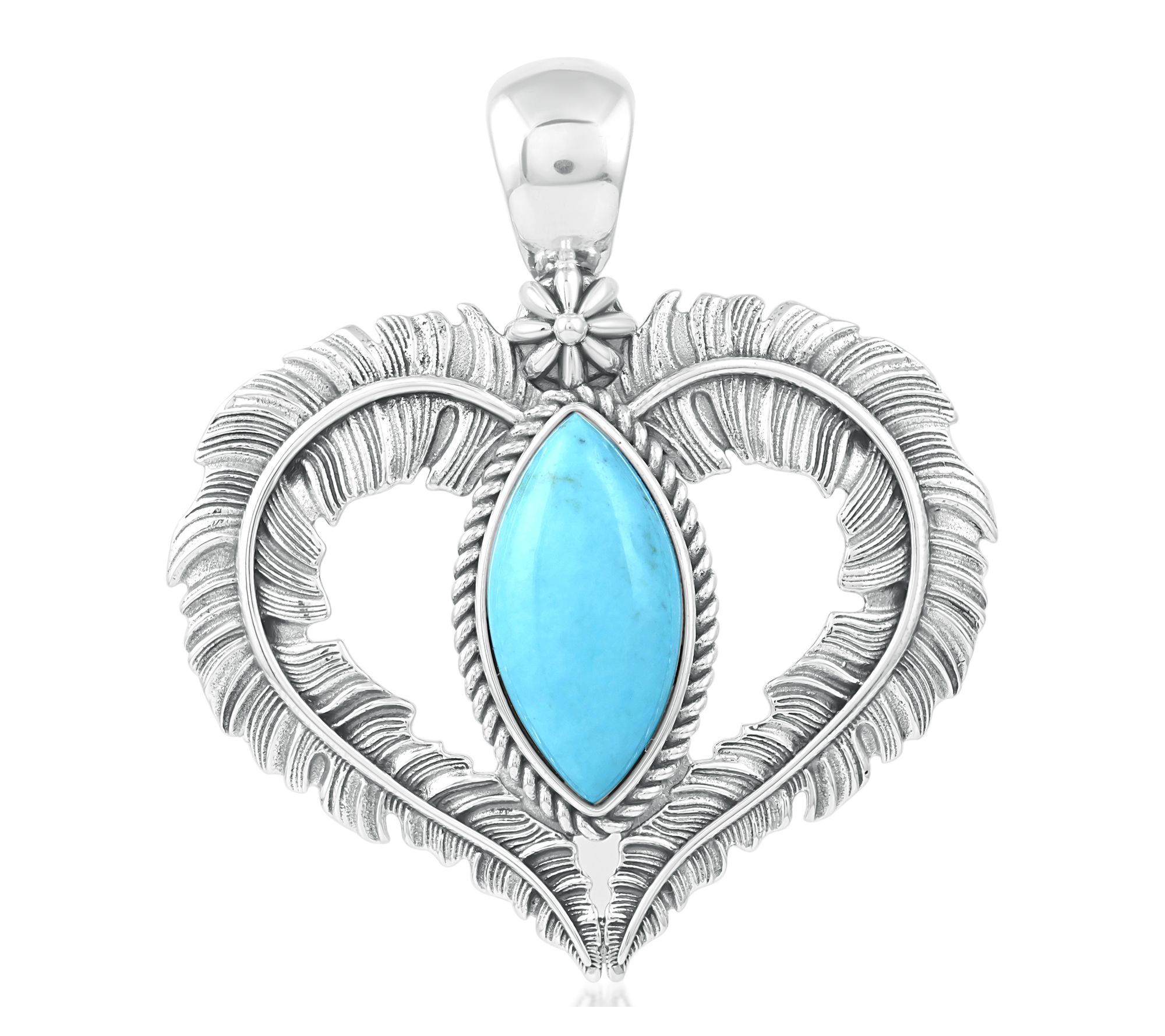 American West Sterling Feather Heart Gemstone Enhancer