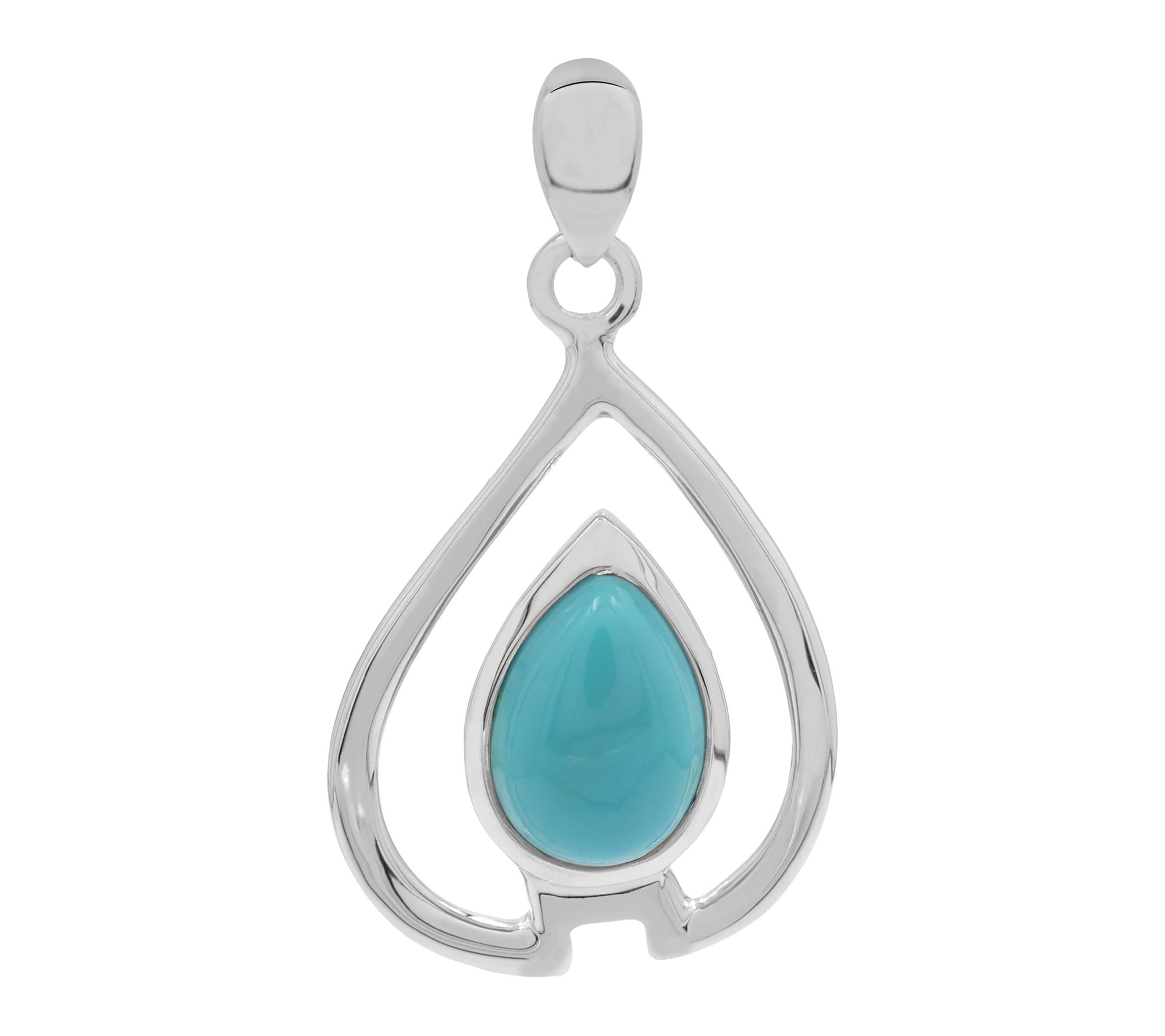 Affinity Gems Turquoise Pear Solitaire Pendant,Sterling