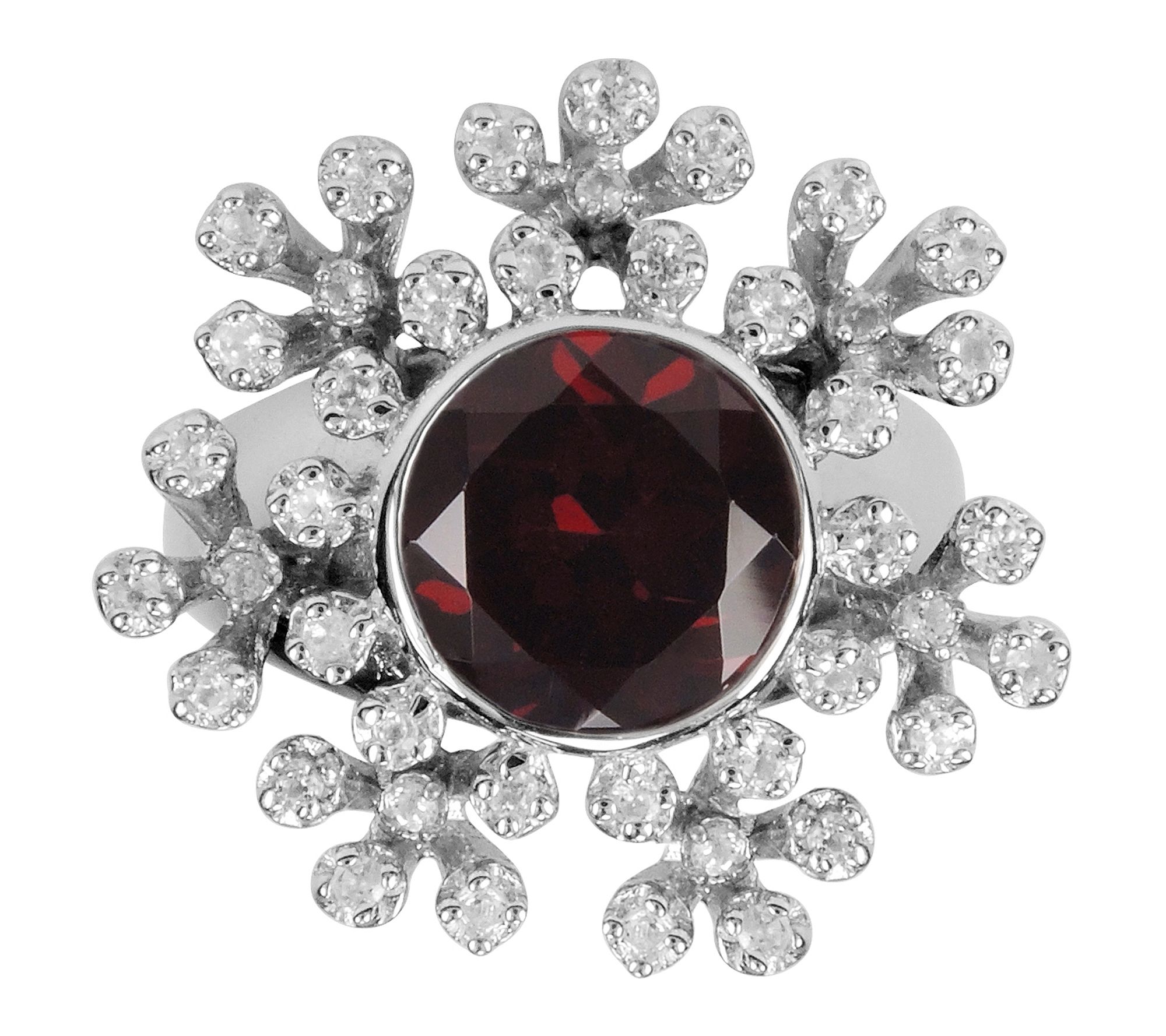 Affinity Gems Garnet Halo Ring, Sterling Silver