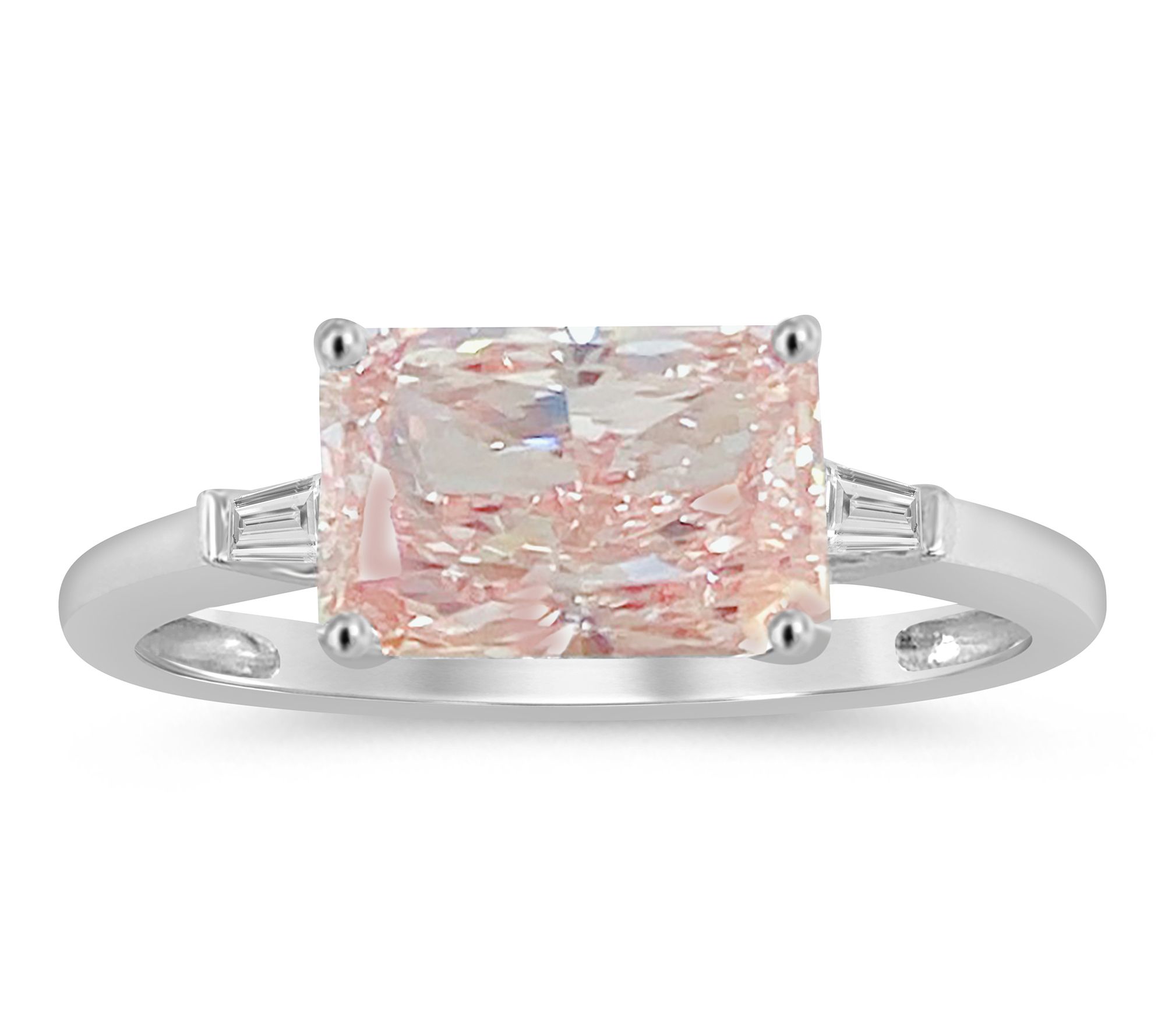 Fire Light 2.10 cttw Pink Radiant Lab Grown Diamond Ring, 14K