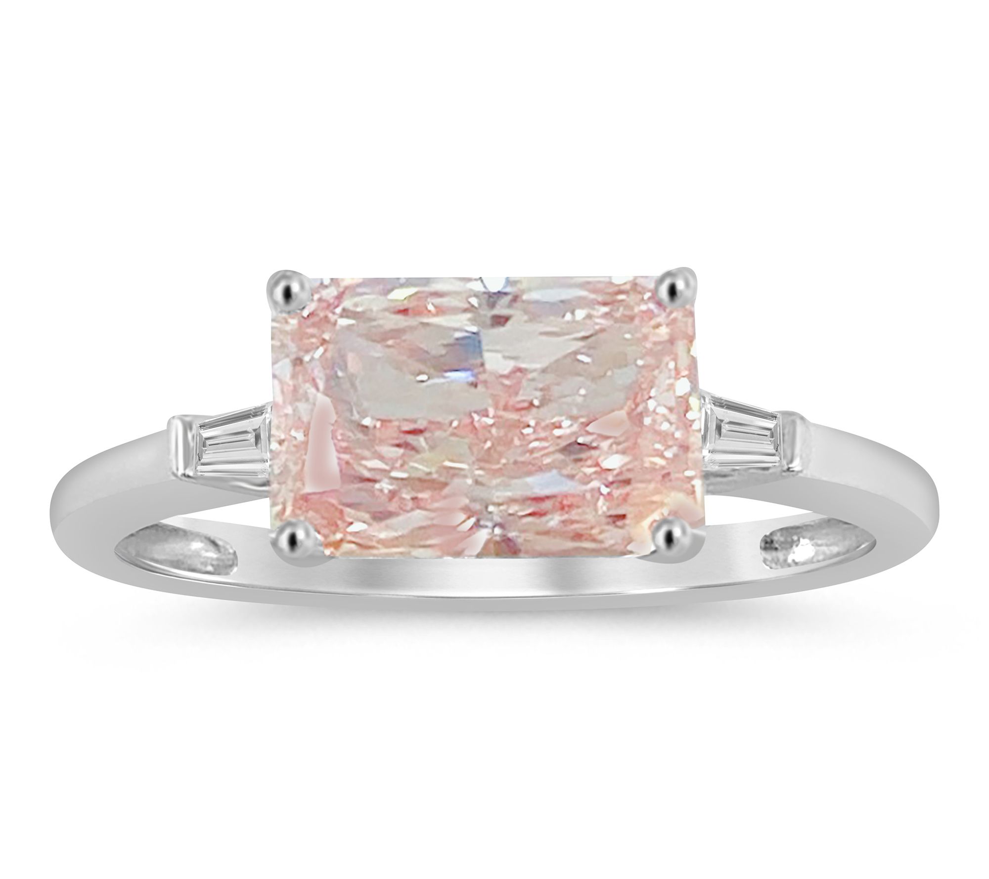 Fire Light 2.10 cttw Pink Radiant Lab Grown Diamond Ring, 14K