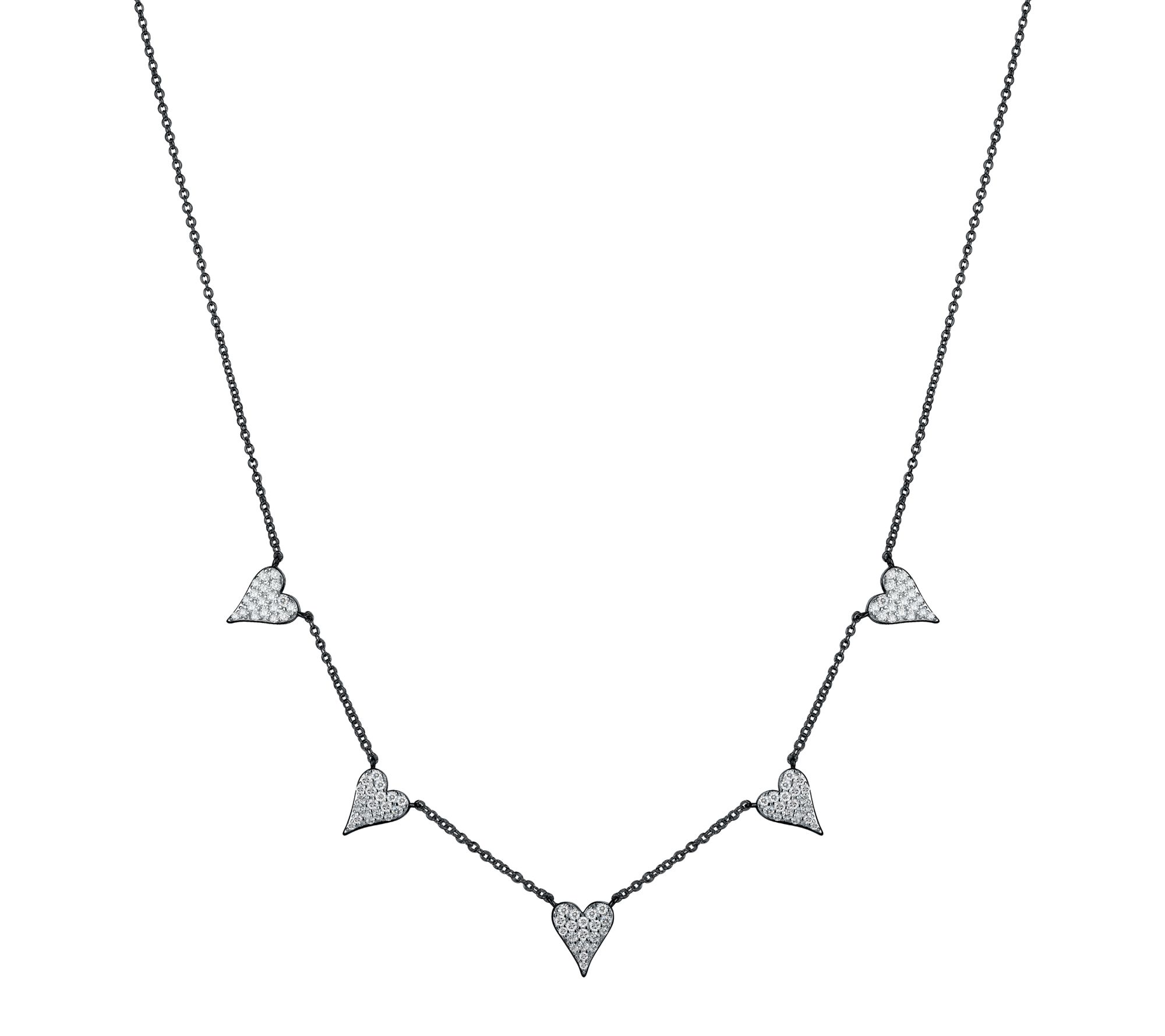 Diamonique x Jennifer Miller Heart Station Necklace, Sterling