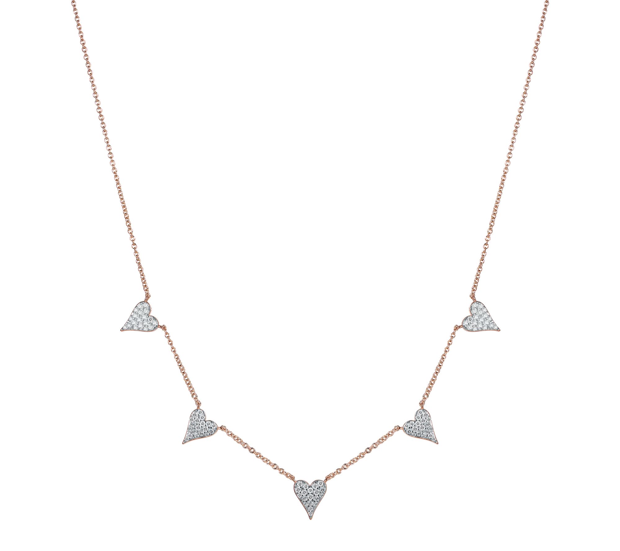 Diamonique x Jennifer Miller Heart Station Necklace, Sterling