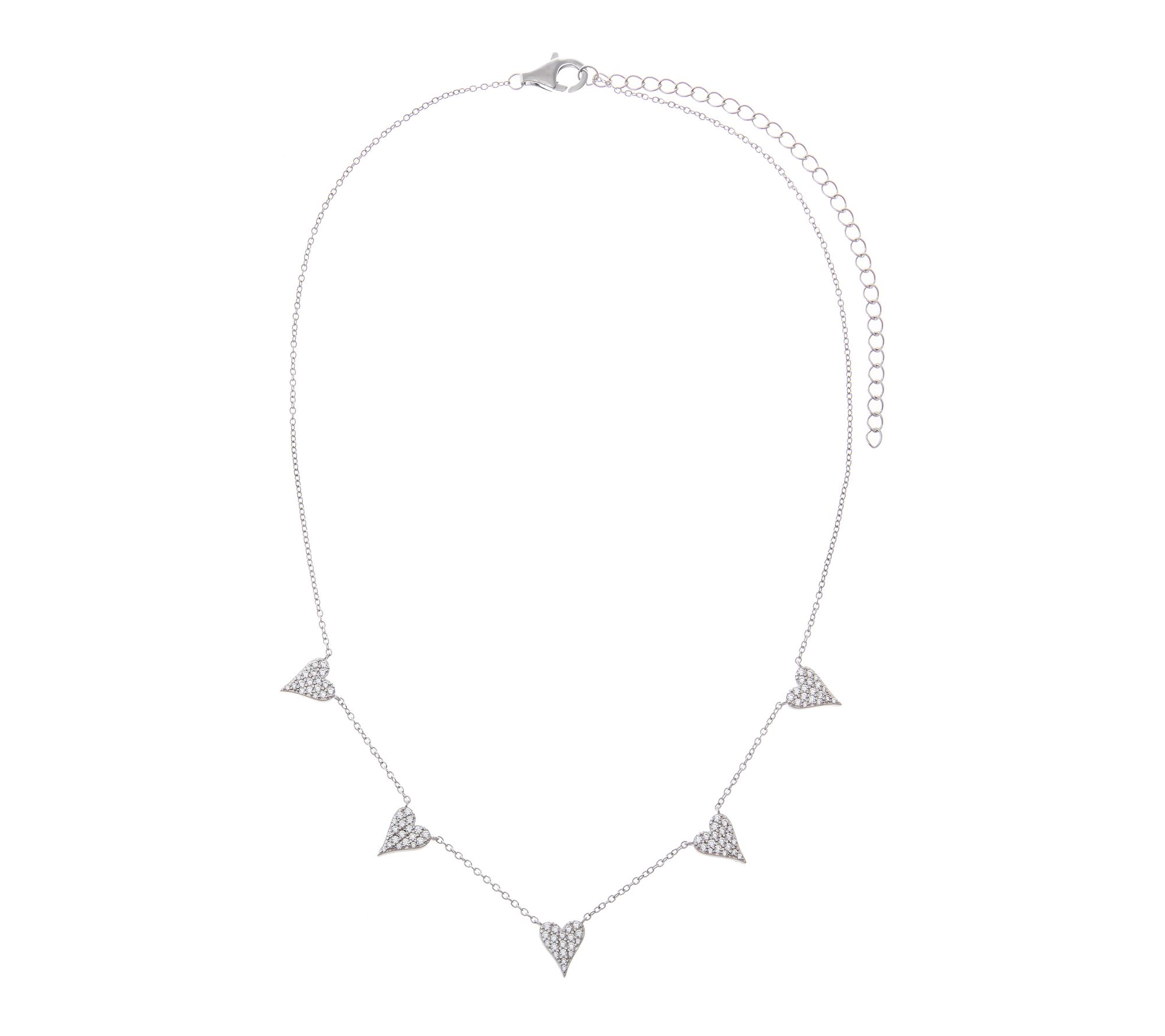 Diamonique x Jennifer Miller Heart Station Necklace, Sterling