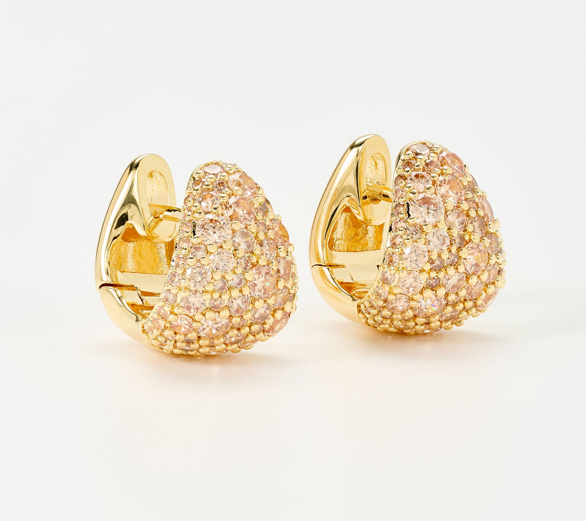 Diamonique Italia Bronze Bold Pave Huggie Earrings