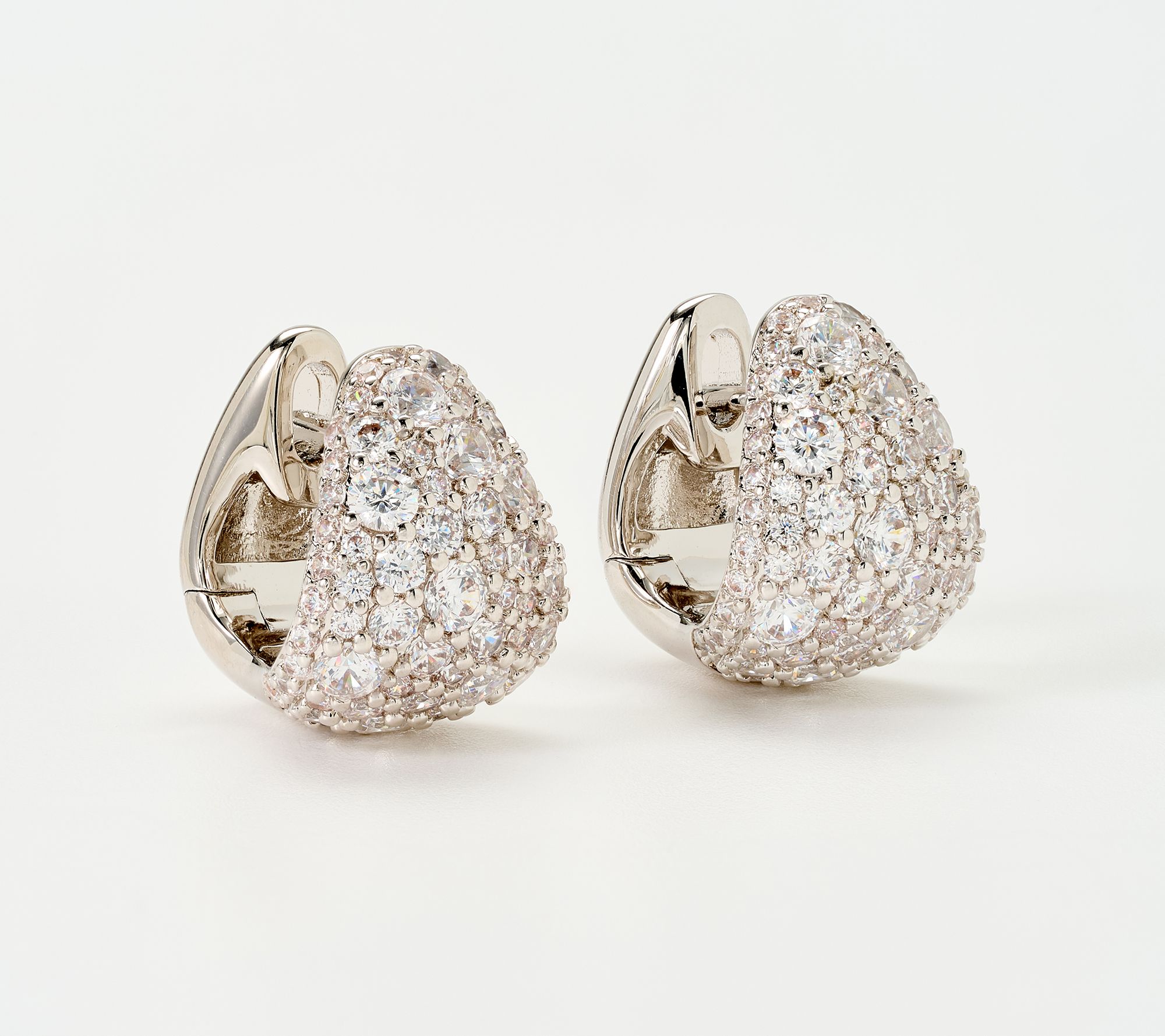 Diamonique Italia Bronze Bold Pave Huggie Earrings