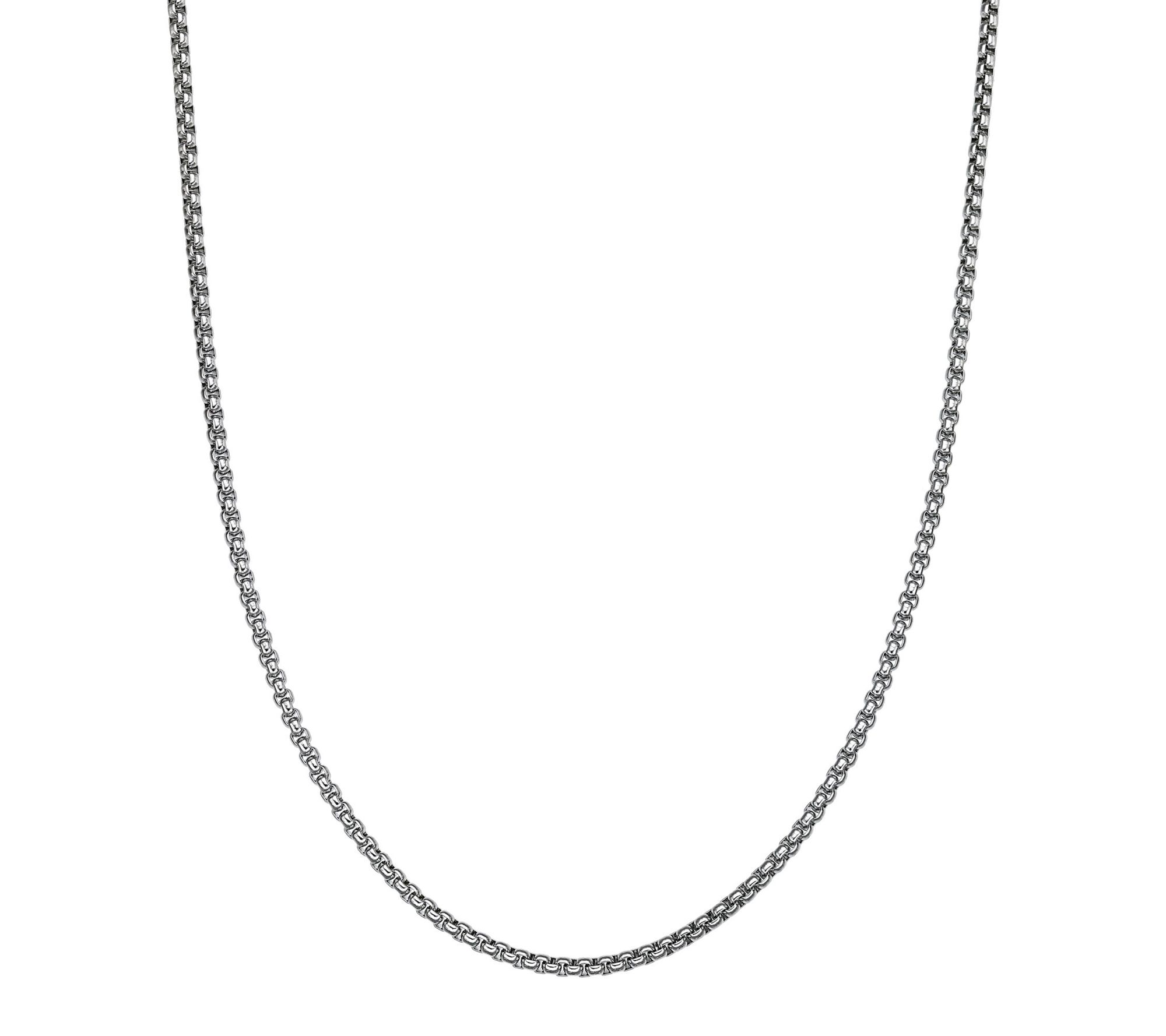 LYNX Men's Stainless Steel 3MM Round Box Chain Necklace
