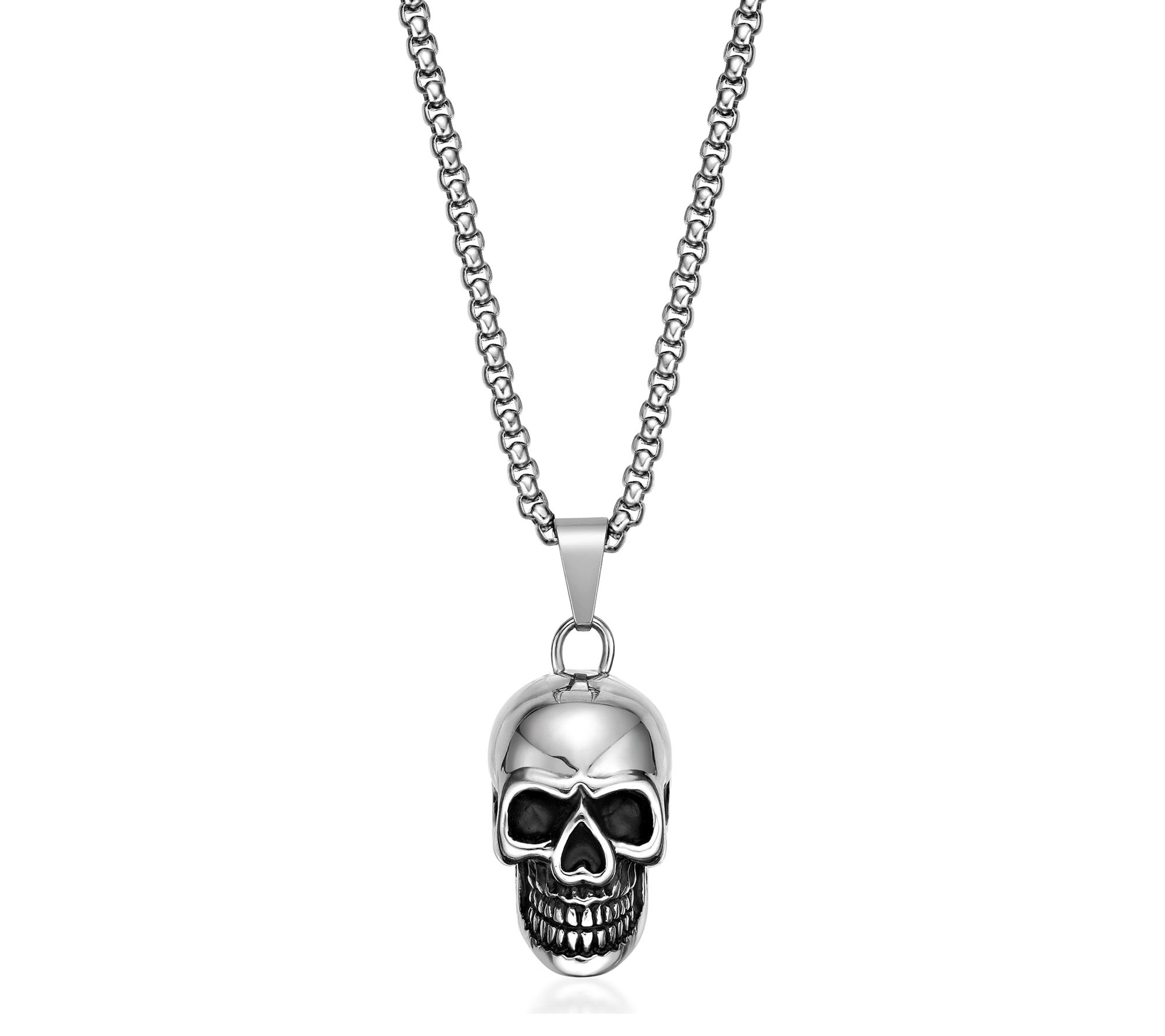 LYNX Men's Stainless Steel Skull Pendant w/ Chain