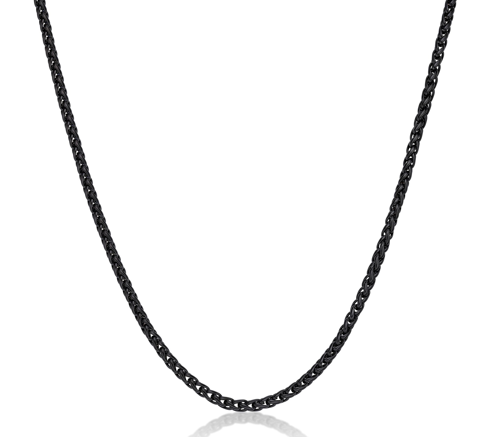 LYNX Men's Black IP Wheat Chain Necklace
