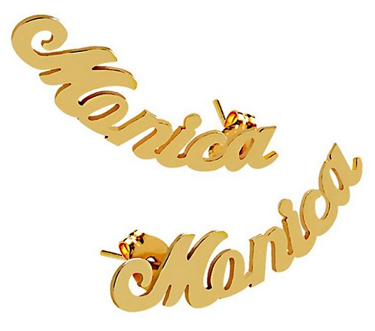 14K Gold Plated Personalized Curve Script NameEarrings