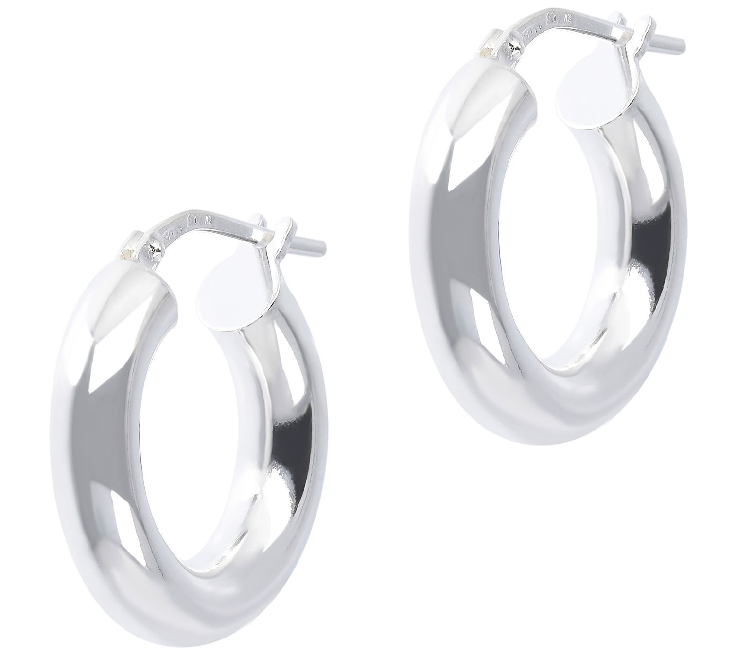 Italian Silver Polished 3/4" Round Hoop Earrings
