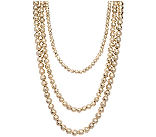 Isaac Mizrahi Live! Set of 3 Classic Goldtone Bead Necklaces