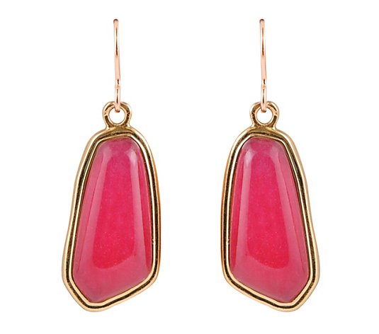 Barse Artisan Crafted Dyed Fuchsia Agate Dangle Earrings