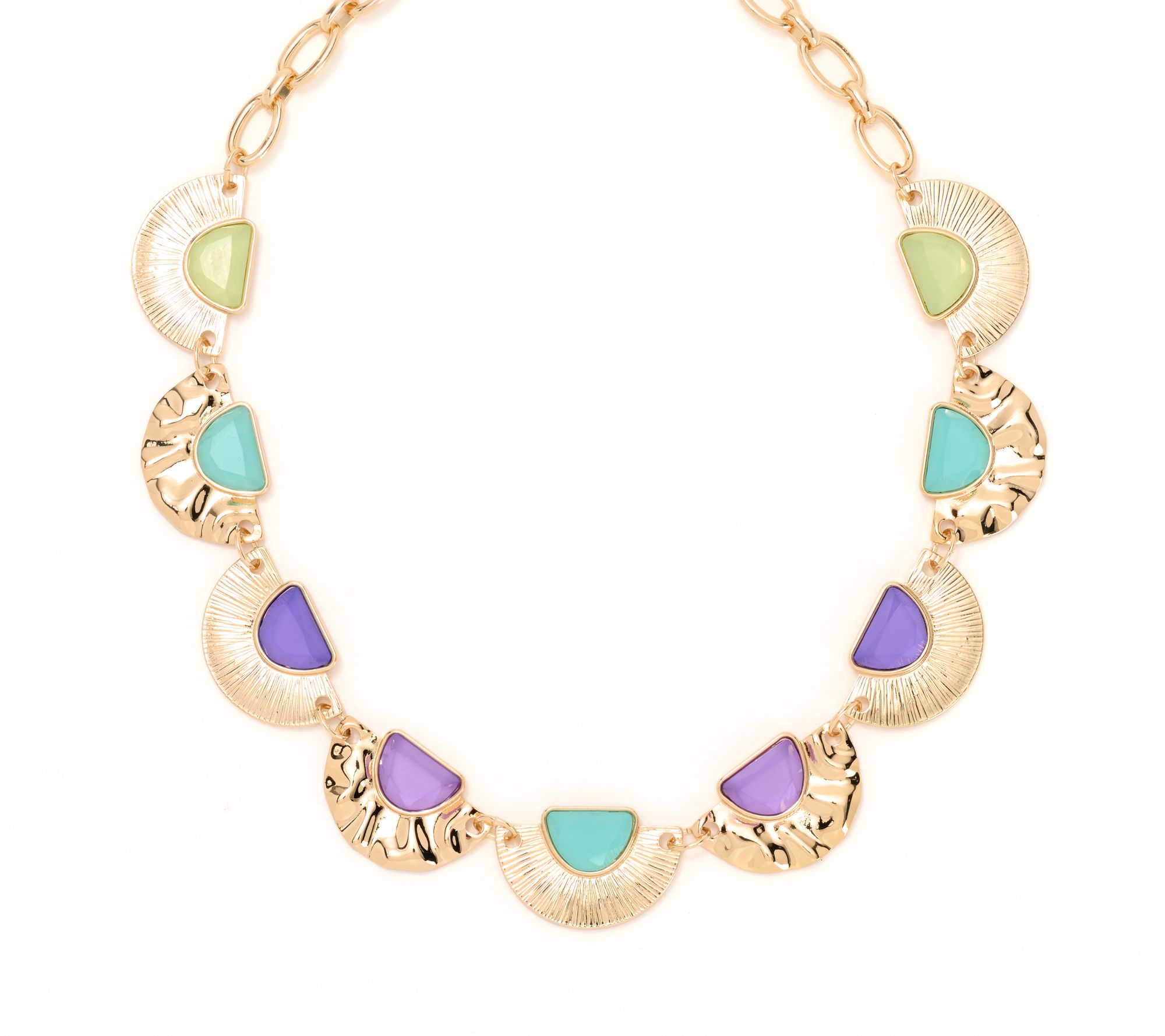 Susan Graver Fan Shaped Hammered Metal Necklace