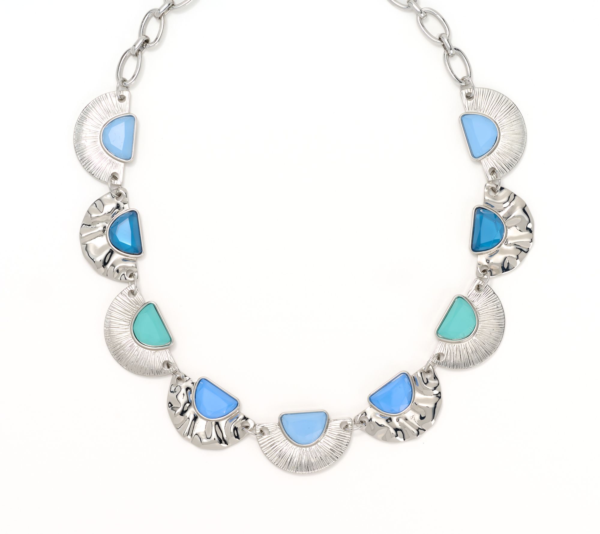 Susan Graver Fan Shaped Hammered Metal Necklace