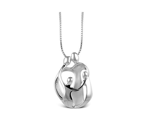 Loving Family Sterling 18 Heart Shaped Pendant Necklace Parents & 1 to 4 Children Options. 