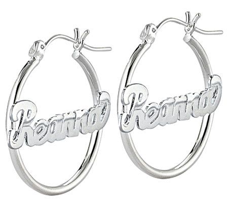 Big hoop earrings clearance with name in middle