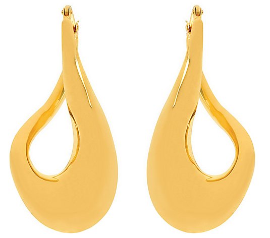 Arte d'Oro Polished Swirl-Design Hoop Earrings,18K Gold