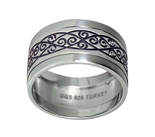 Sterling 10mm Wrought Iron Design Band Ring