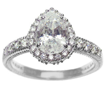 Judith Classic Sterling 1.90 cttw Pear Diamonique Halo Ring - J316846