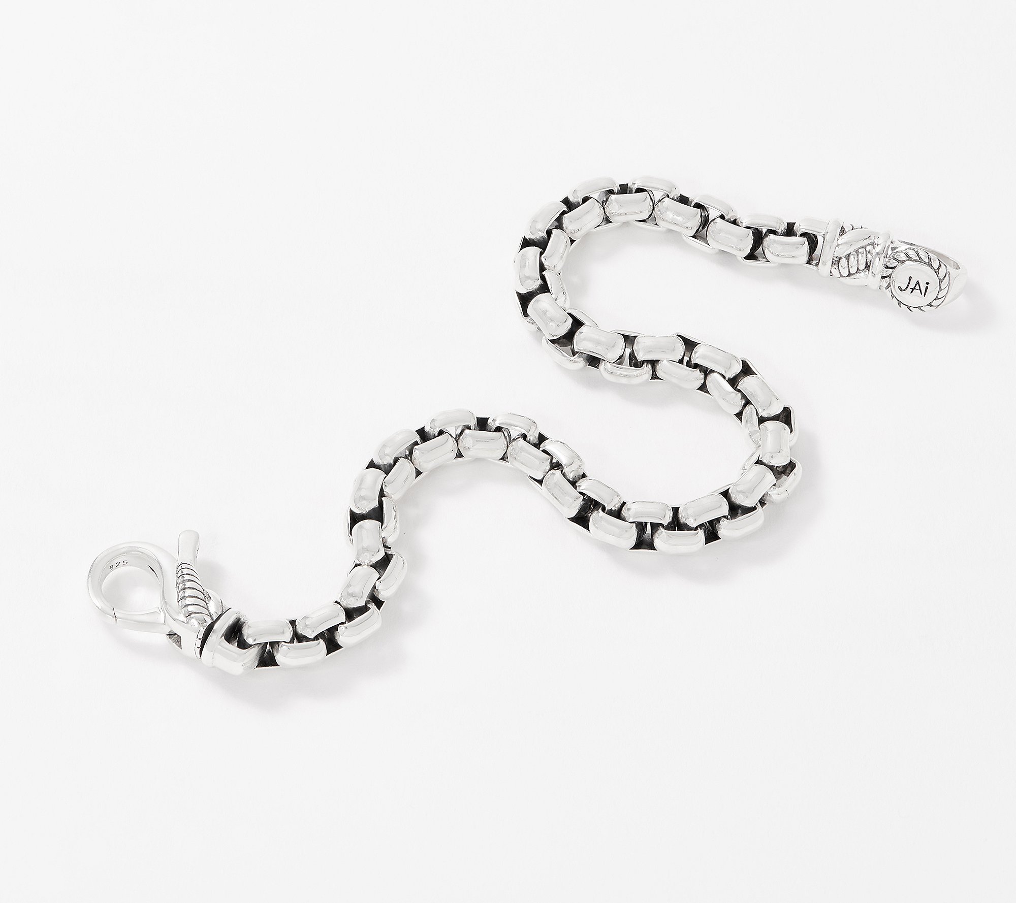 Black Cultured Pearl Bracelet w/ 925 Sterling Silver Box Chain Links TPJ 
