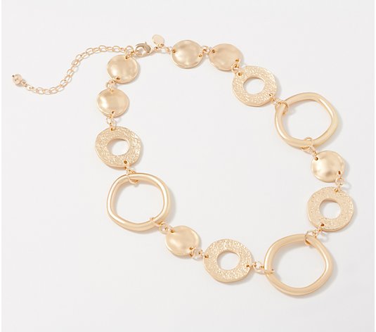 Susan Graver Textured and Polished Circle Link Necklace