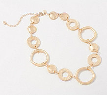  Susan Graver Textured and Polished Circle Link Necklace - J362346