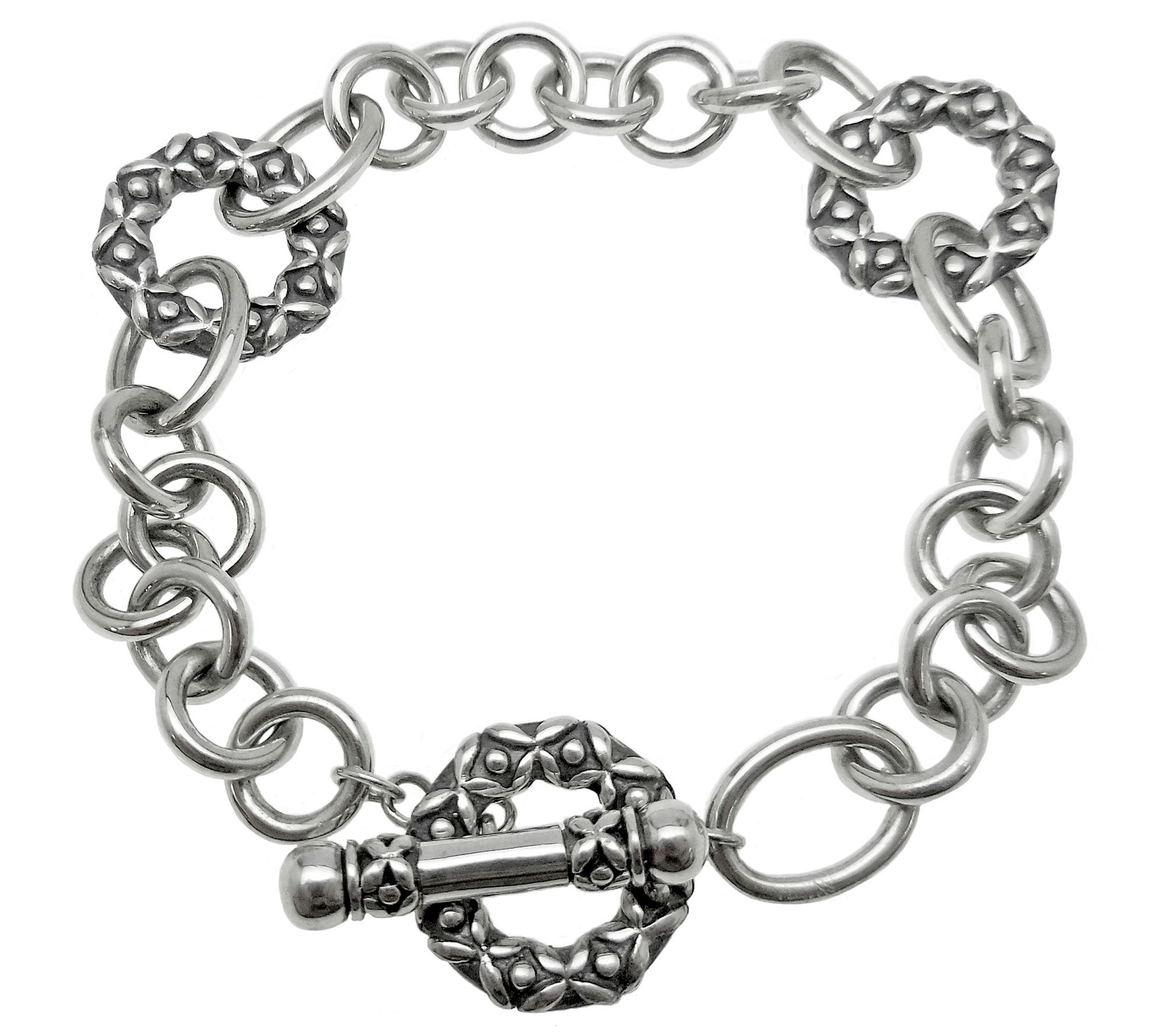 Sterling Silver Station Link Bracelet - QVC.com