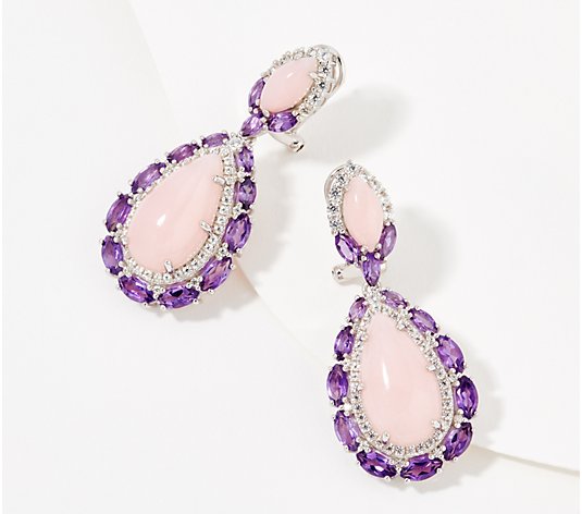 Affinity Gems Pear Shaped Gemstone Drop Earrings Sterling Silver
