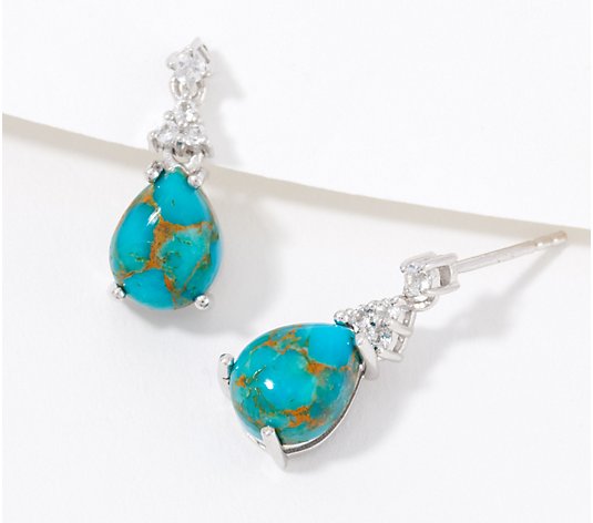 Generation Gems Sonoran Turquoise Pear Earrings Sterling Silver