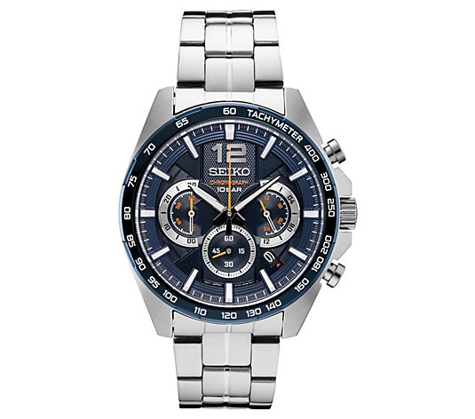 Seiko Men's Stainless Steel Chronograph Blue Dial Watch