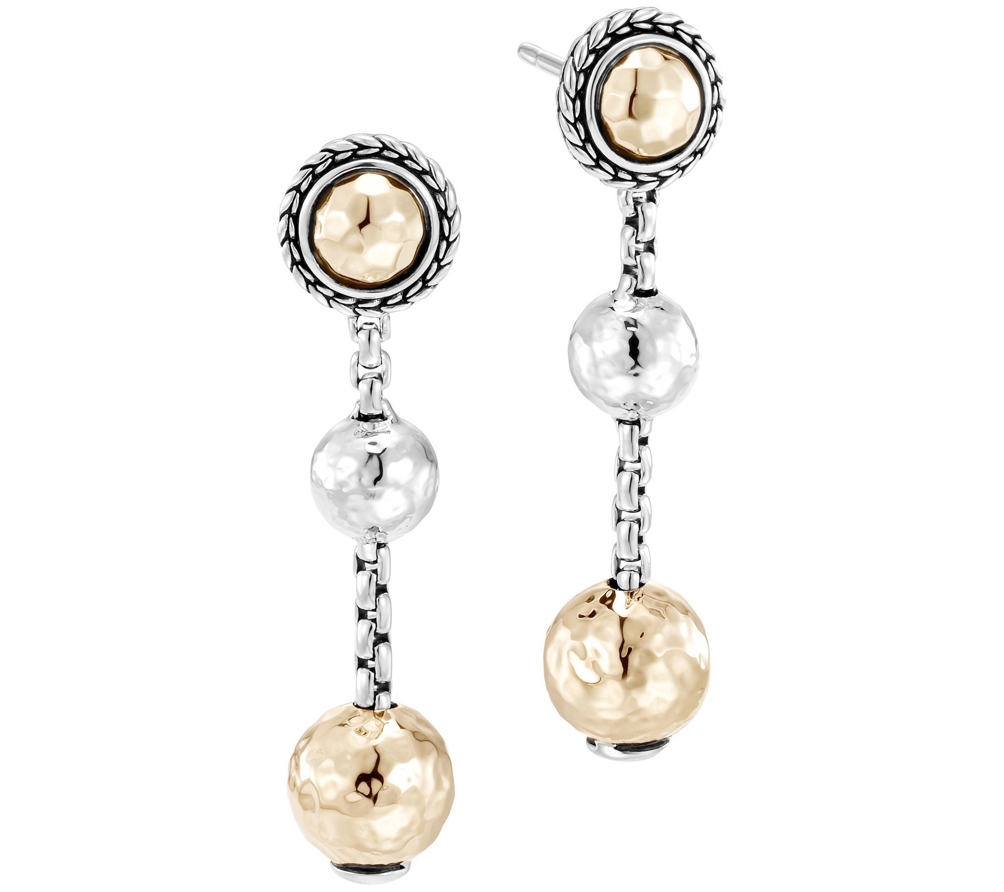 JAI Sterling Silver & 14K Gold Bead Drop Earrings