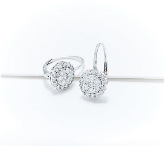 Affinity Diamond Cluster Lever Back Earrings, 14K 0.75 cttw