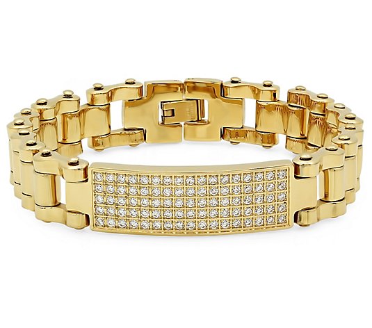 Steel by Design Men's 18K Gold Plated Stainless Link Bracelet