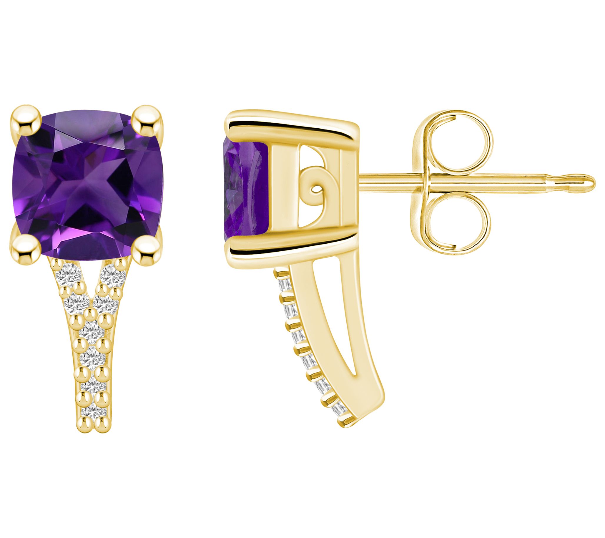 Affinity Gems Cushion Gemstone & Diamond Earrings, 14K Gold