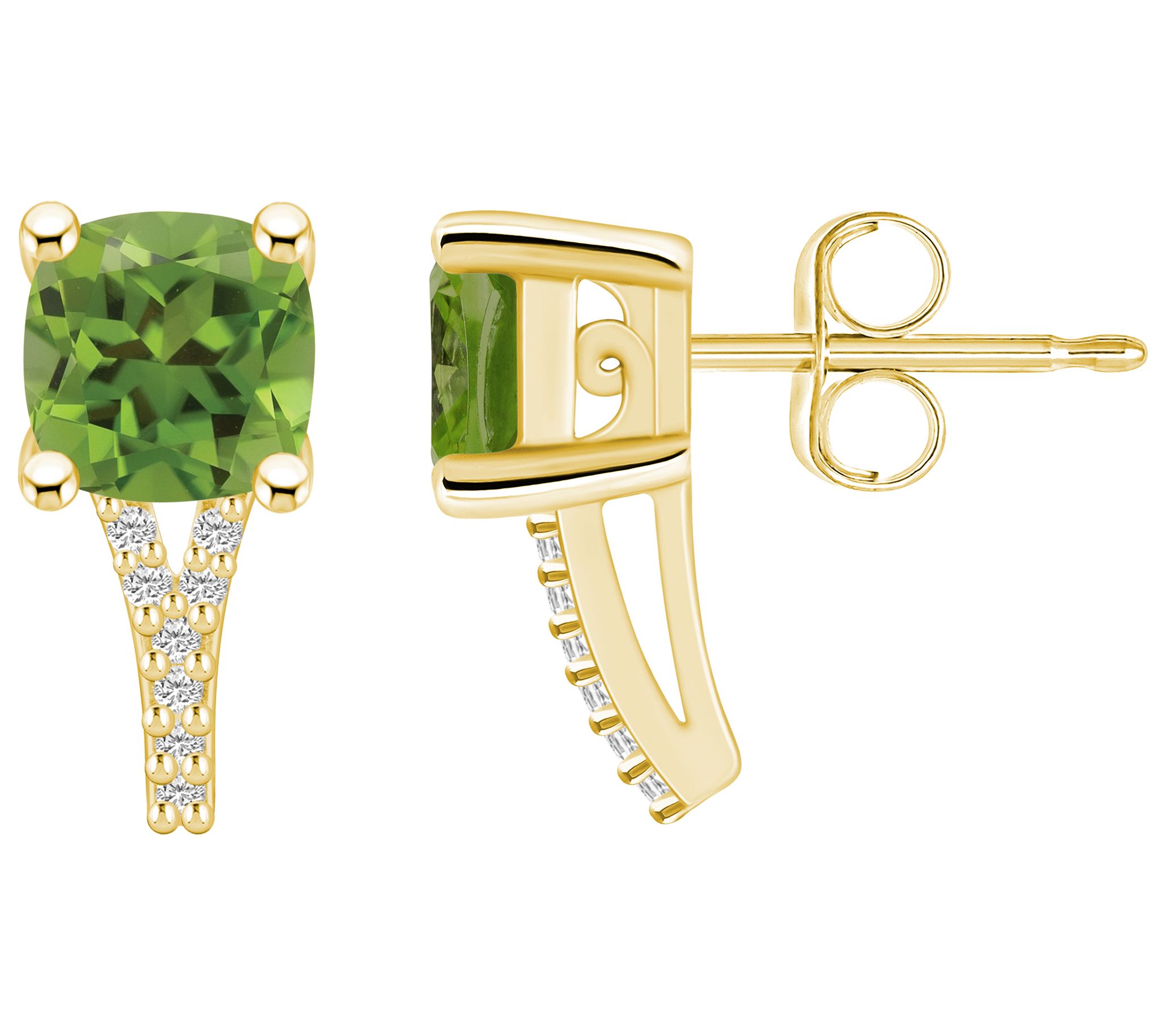 Affinity Gems Cushion Gemstone & Diamond Earrings, 14K Gold