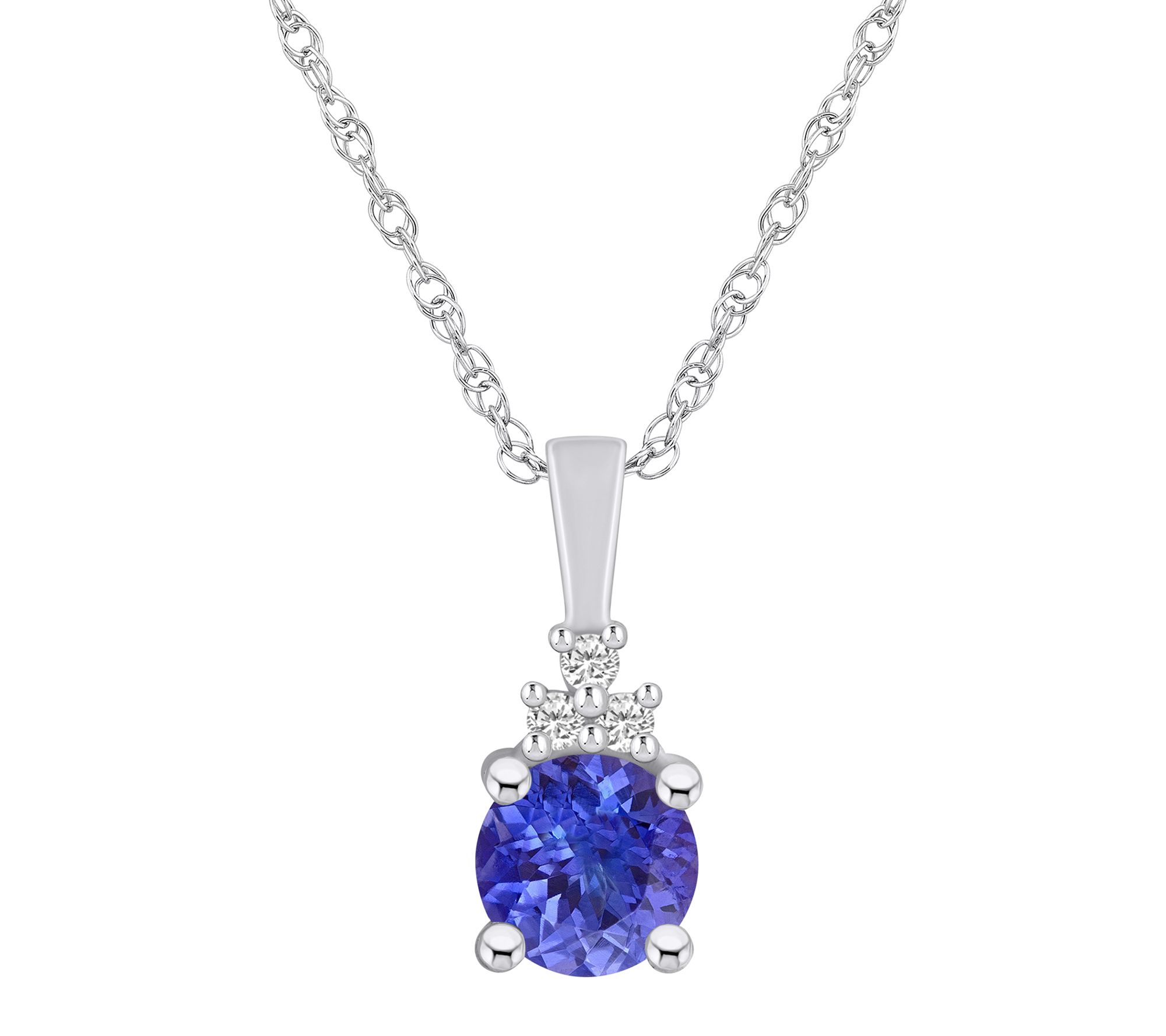 Affinity Gems Tanzanite & Diamond Pendant w/ Chain, 14K Gold