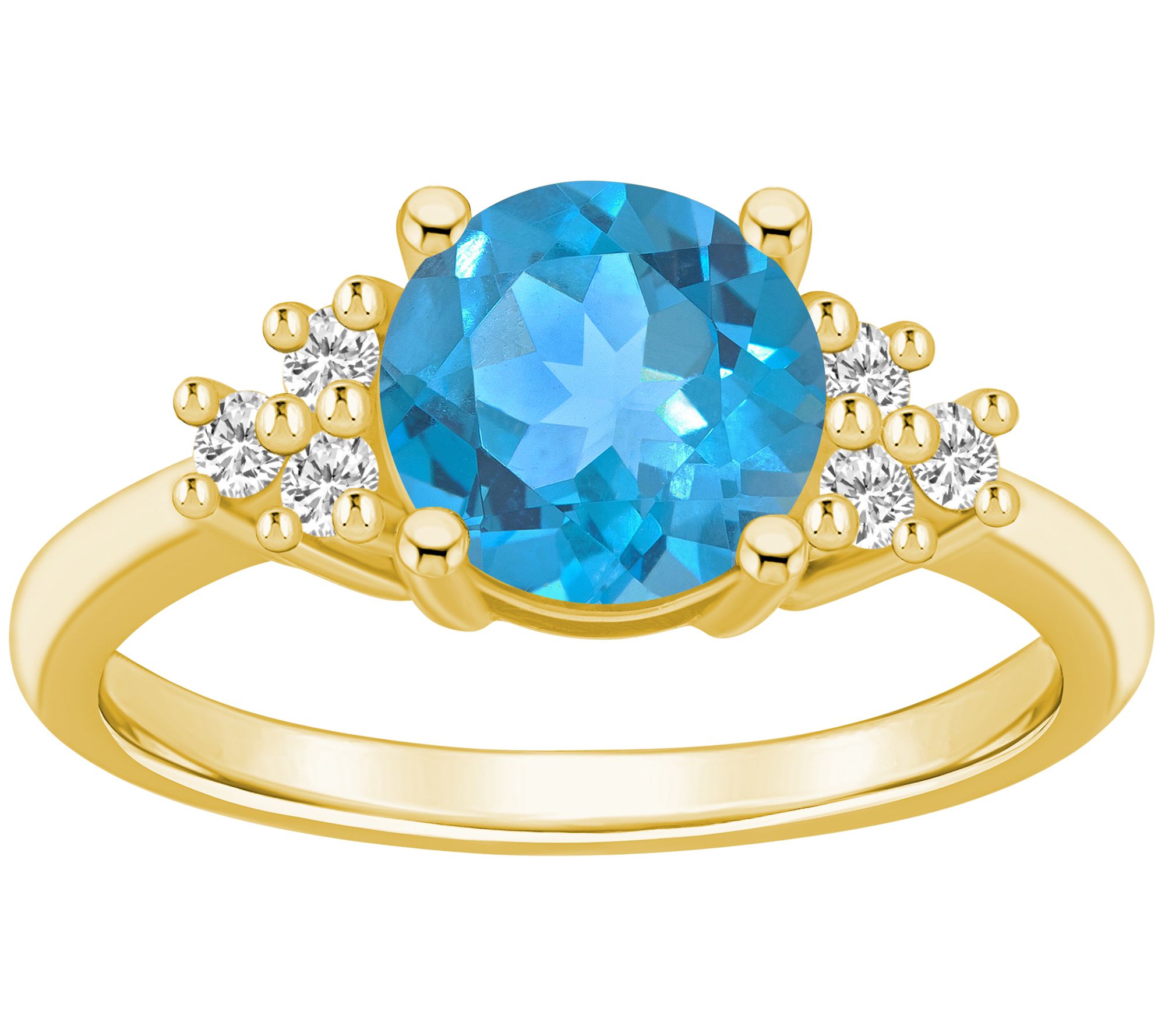Affinity Gems Round Gemstone & Diamond Ring, 14K Gold
