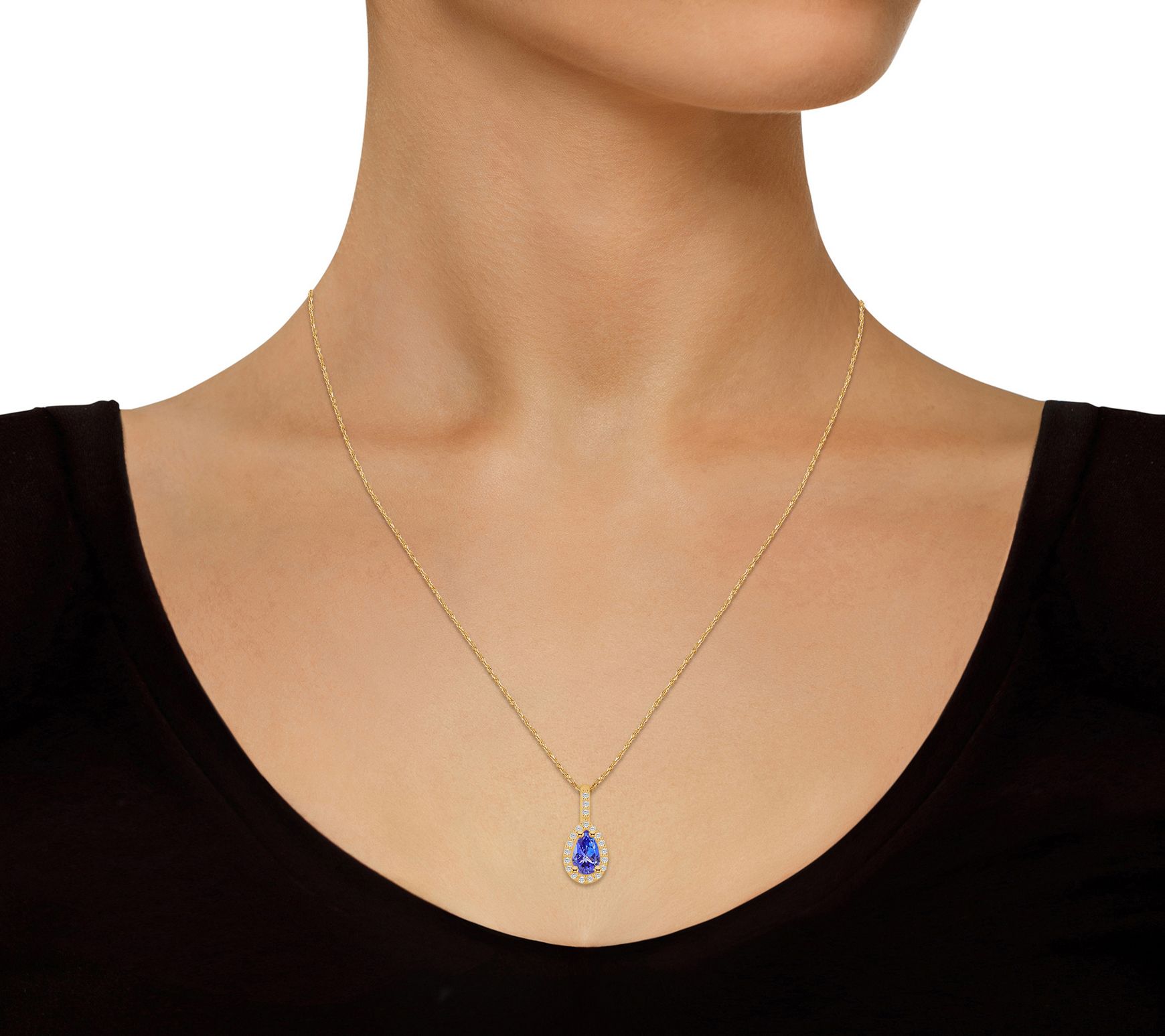 Affinity Gems Oval Tanzanite & Diamond Pendant w/ Chain, 14K - QVC.com