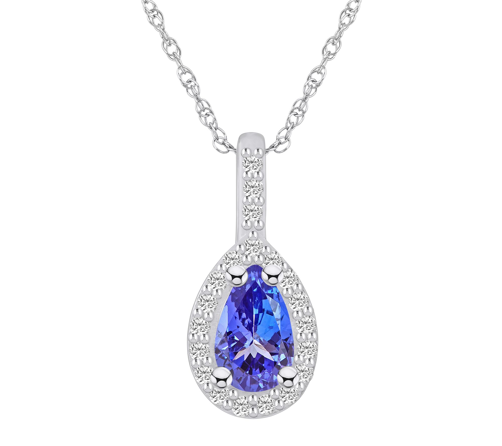 Affinity Gems Oval Tanzanite & Diamond Pendant w/ Chain, 14K