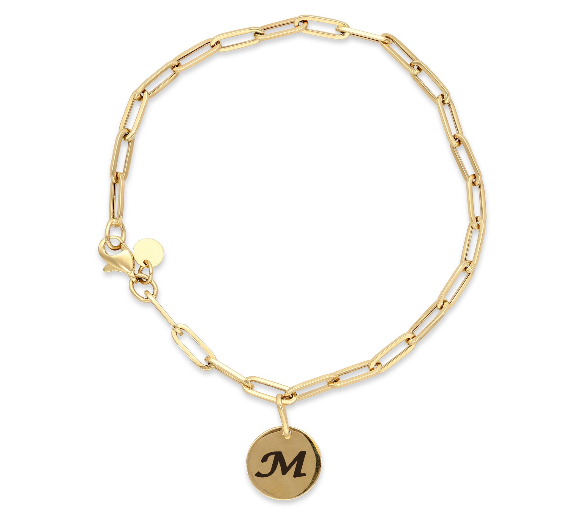 Adi Paz 14k Gold Paperclip Link Initial Charm B racelet