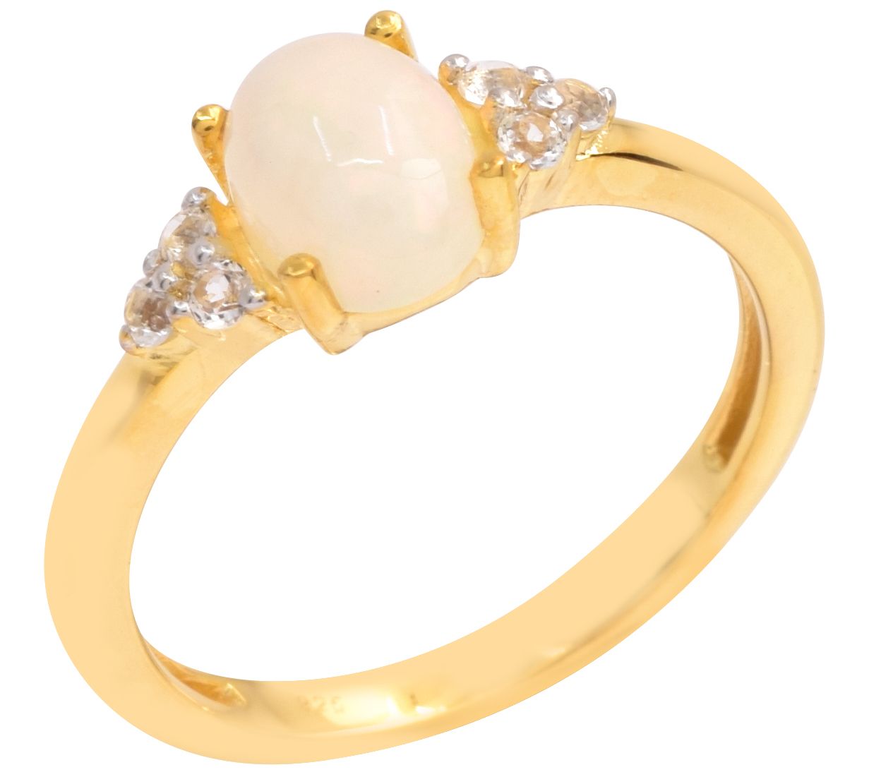 Affinity Gems Ethiopian Opal & White Topaz Ring, 14K Plated