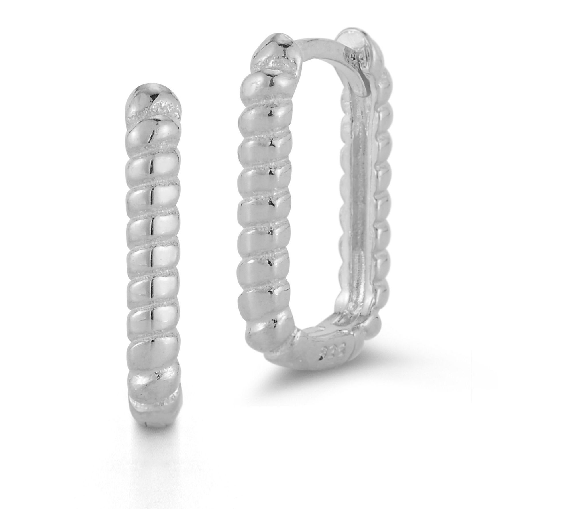 Sterlina Silver Twist Oval Huggie Hoop Earrings , Sterling